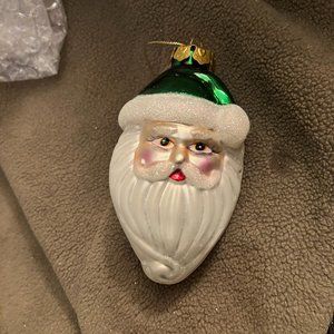 SET OF 4 GLASS CHRISTMAS SANTA CLAUS ORNAMENTS